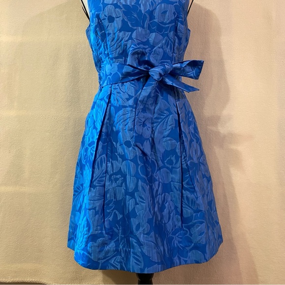 NWT Kate Spade tropical foliage blue sleeveless Alice dress - Picture 7 of 11